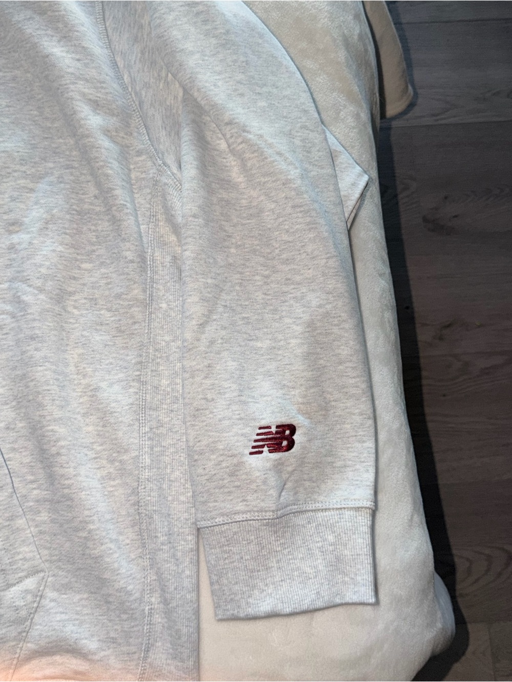 New Balance Athletics Legacy Hoodie Athletic Heather Grey Burgundy script XL NWT - Picture 5 of 5